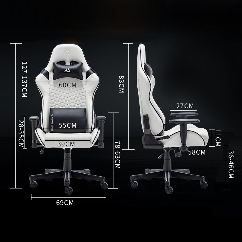 Game Chair with Two Pillows - Large Range Adjustable Back - Black/White Color