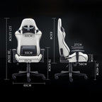 Game Chair with Two Pillows - Large Range Adjustable Back - Black/White Color