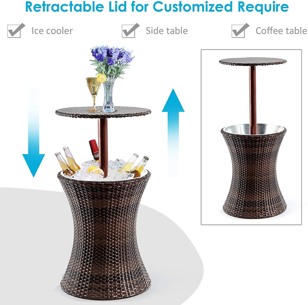 Adjustable Outdoor Cool Bar Rattan Table for Party Pool Use