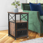 KNIGHTCRAFT End Table with 2 Drawer Storage for Living Room
