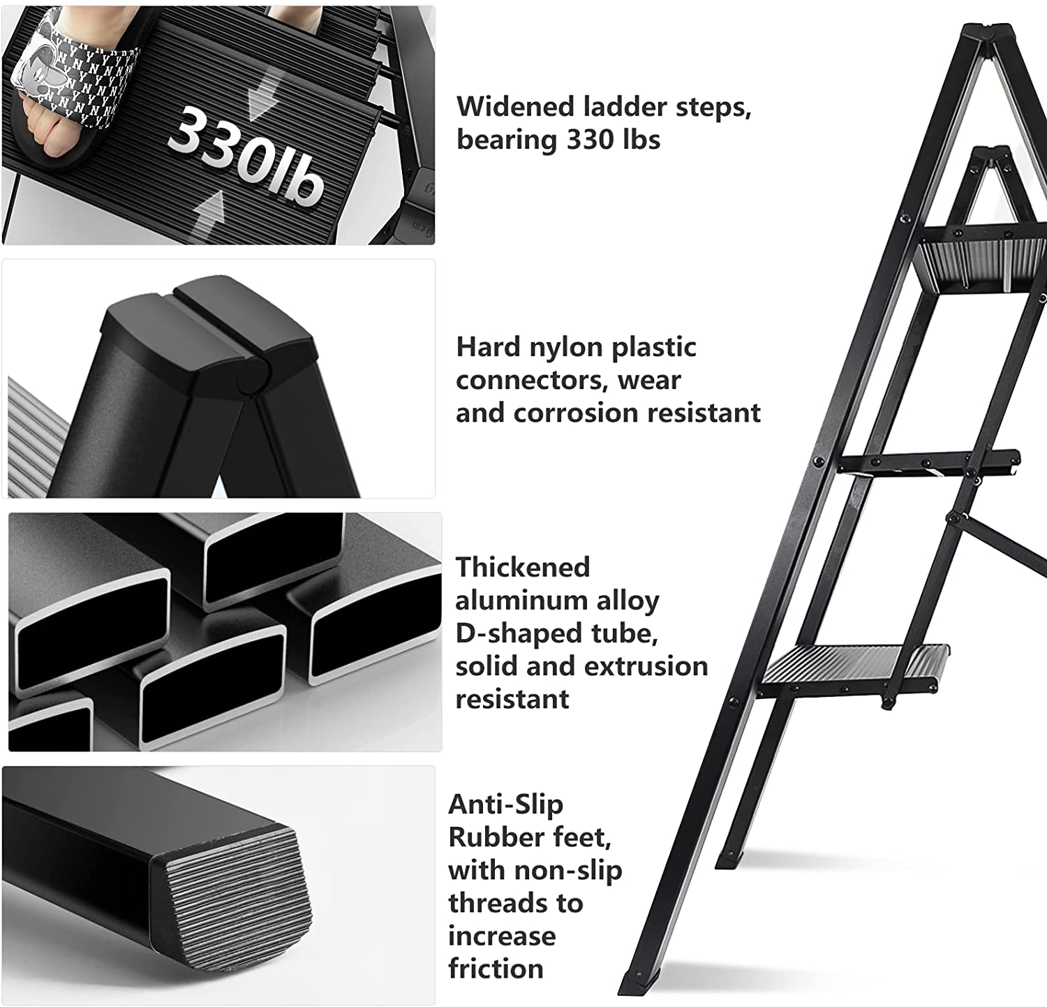 3 Step Folding Aluminum Step Ladder