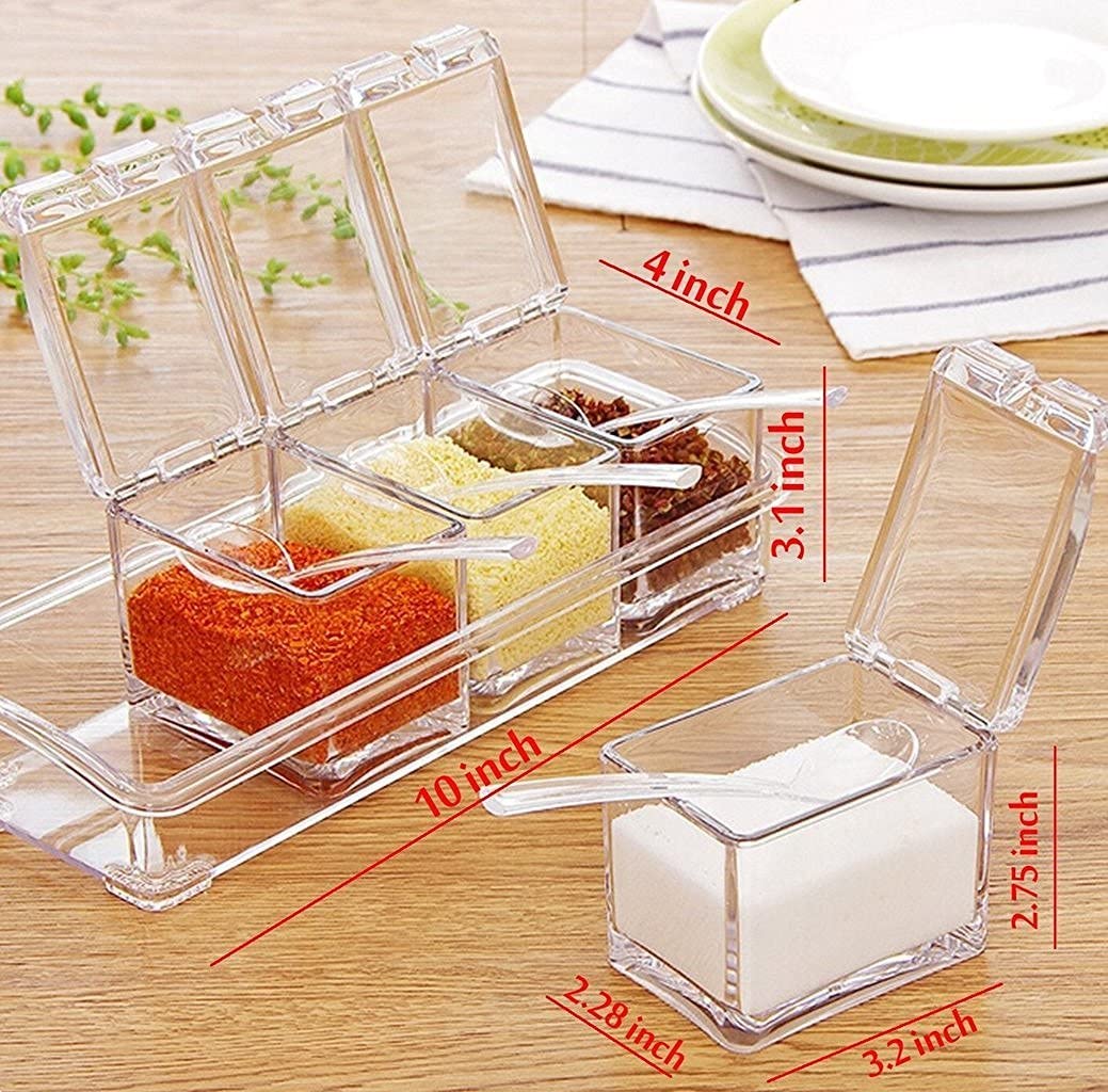 Acrylic Seasoning Box with 4 Plastic Spoons