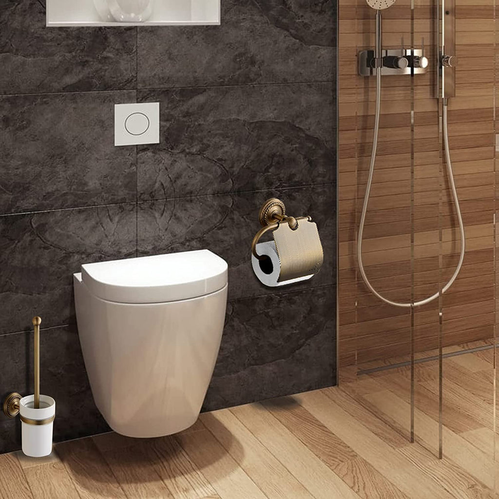 KNIGHTCRAFT 8PCS Antique Brass Gold Bathroom Accessories Set