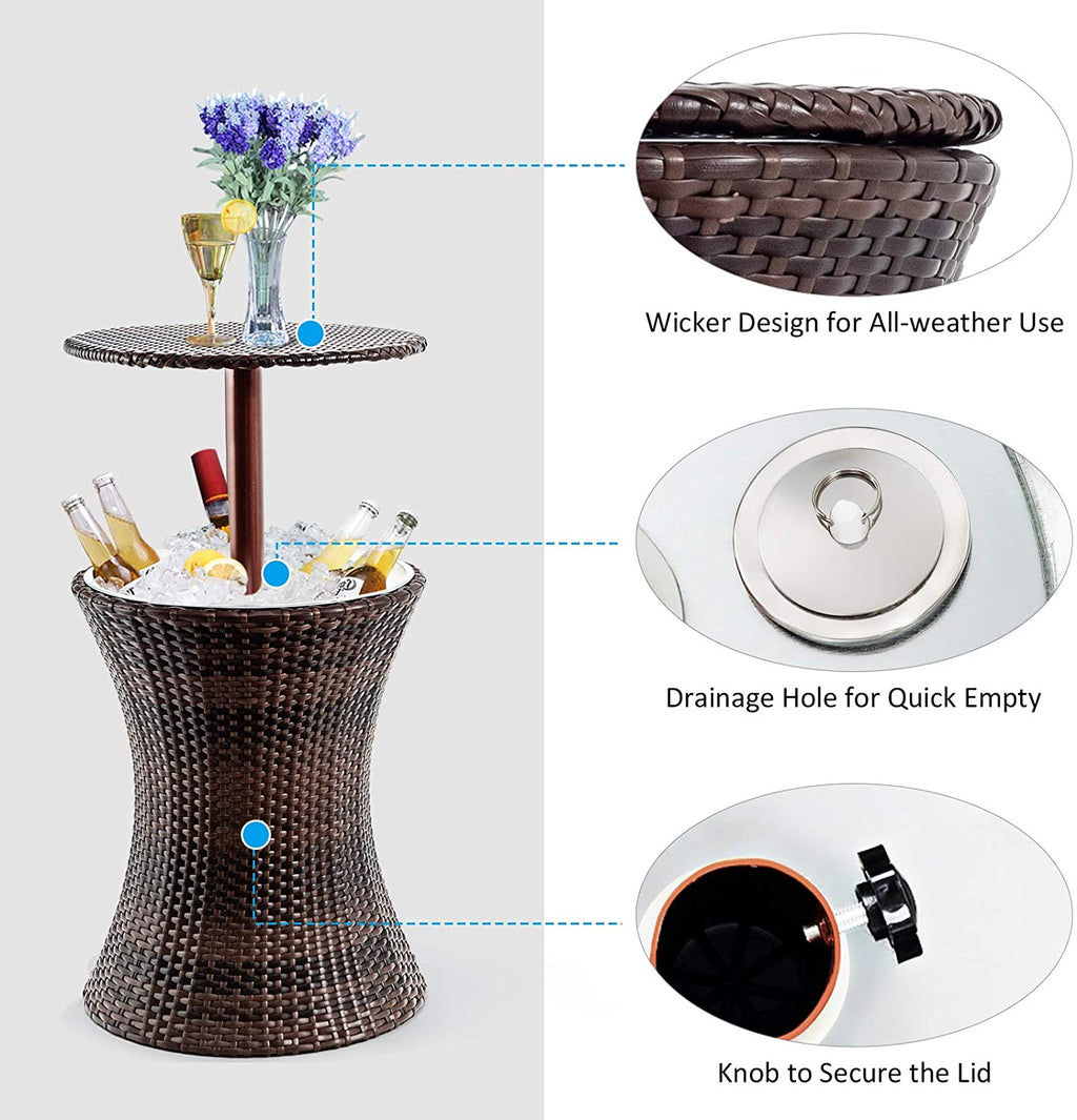 Adjustable Outdoor Cool Bar Rattan Table for Party Pool Use