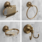 KNIGHTCRAFT 8PCS Antique Brass Gold Bathroom Accessories Set