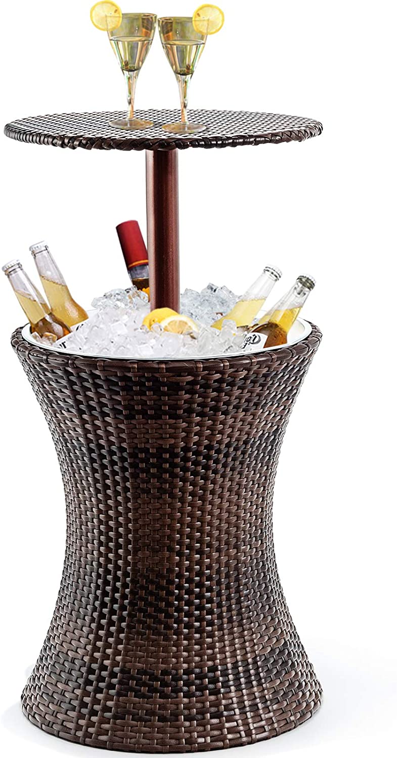 Adjustable Outdoor Cool Bar Rattan Table for Party Pool Use