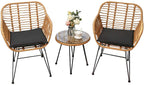3 Sets of Balcony Tables and Chairs, Rattan Leisure Chairs, Small Tea Table Combination, Outdoor Terrace Tables and Chairs in Nordic Courtyard