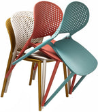 4 PCS Set Of Contemporary Modern Stackable Assembled Plastic Chairs for Outdoor Garden Patio Balcony Work Office Desk Kitchen