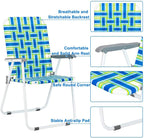 Patio Lawn Chairs Folding Set of 2, Webbed Folding Chair Outdoor Beach Chair Portable Camping Chair for Yard, Garden (Blue)