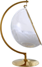 Contemporary Acrylic Swing Bubble Accent Chair, 41.5" W x 29.5" D x 64" H,White Faux Fur