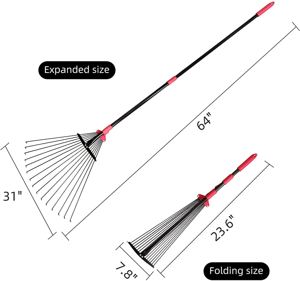 Adjustable Garden Leaf Rake 64 inches Rake