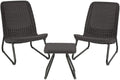 3 Pcs Resin Wicker Patio Furniture Set with Side Table and Outdoor Chairs, Dark Grey