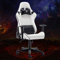 Game Chair with Two Pillows - Large Range Adjustable Back - Black/White Color