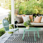 Round Steel Patio Coffee Table, Weather Resistant Outdoor Large Side Table, Mint Green