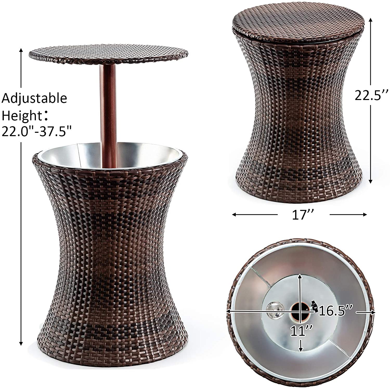 Adjustable Outdoor Cool Bar Rattan Table for Party Pool Use