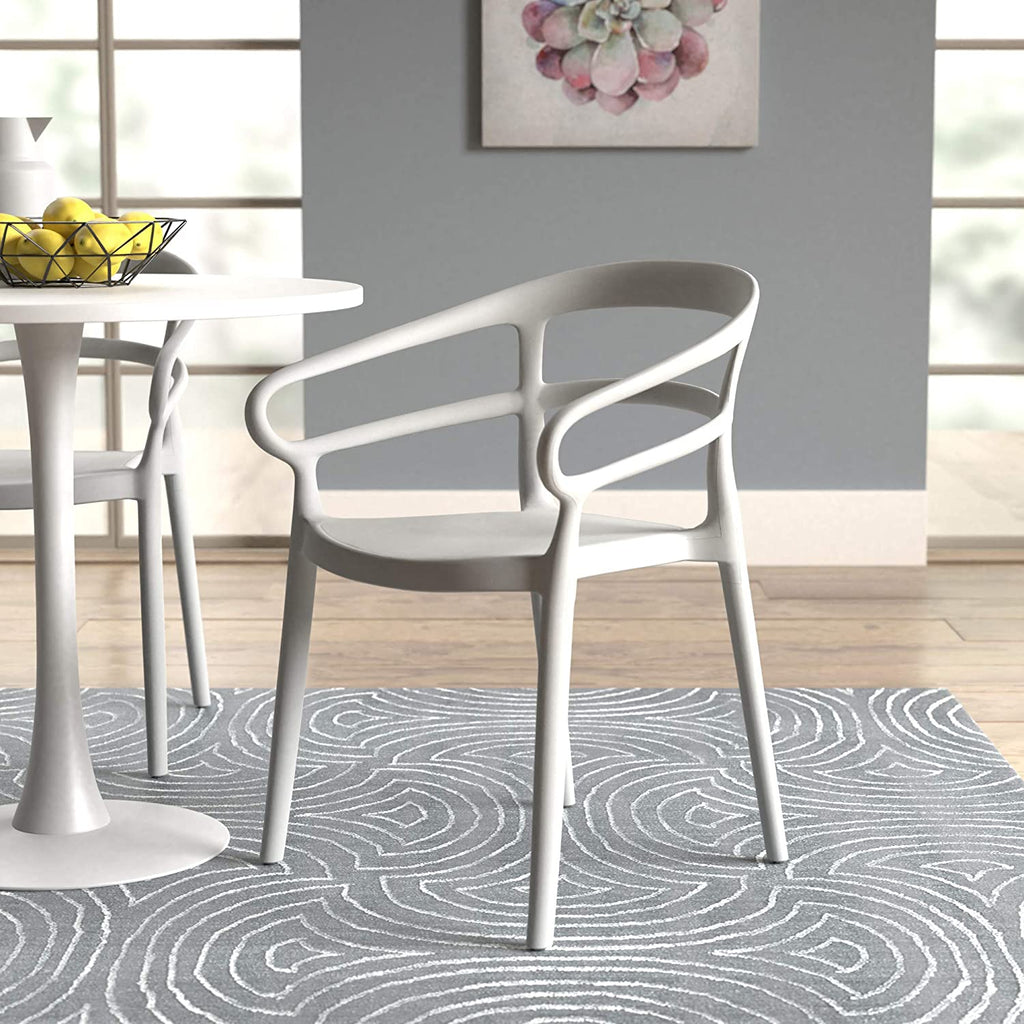 Curved Back Outdoor Dining Chair-Set of 2, Premium Plastic