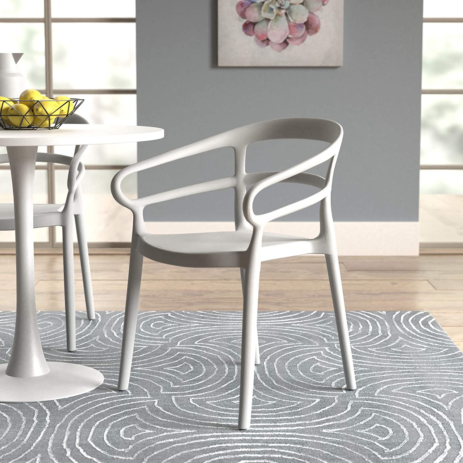 Curved Back Outdoor Dining Chair-Set of 2, Premium Plastic