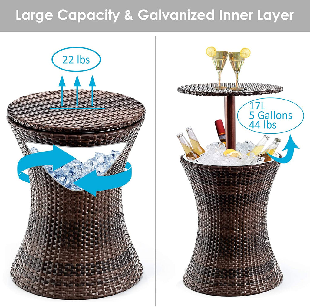 Adjustable Outdoor Cool Bar Rattan Table for Party Pool Use