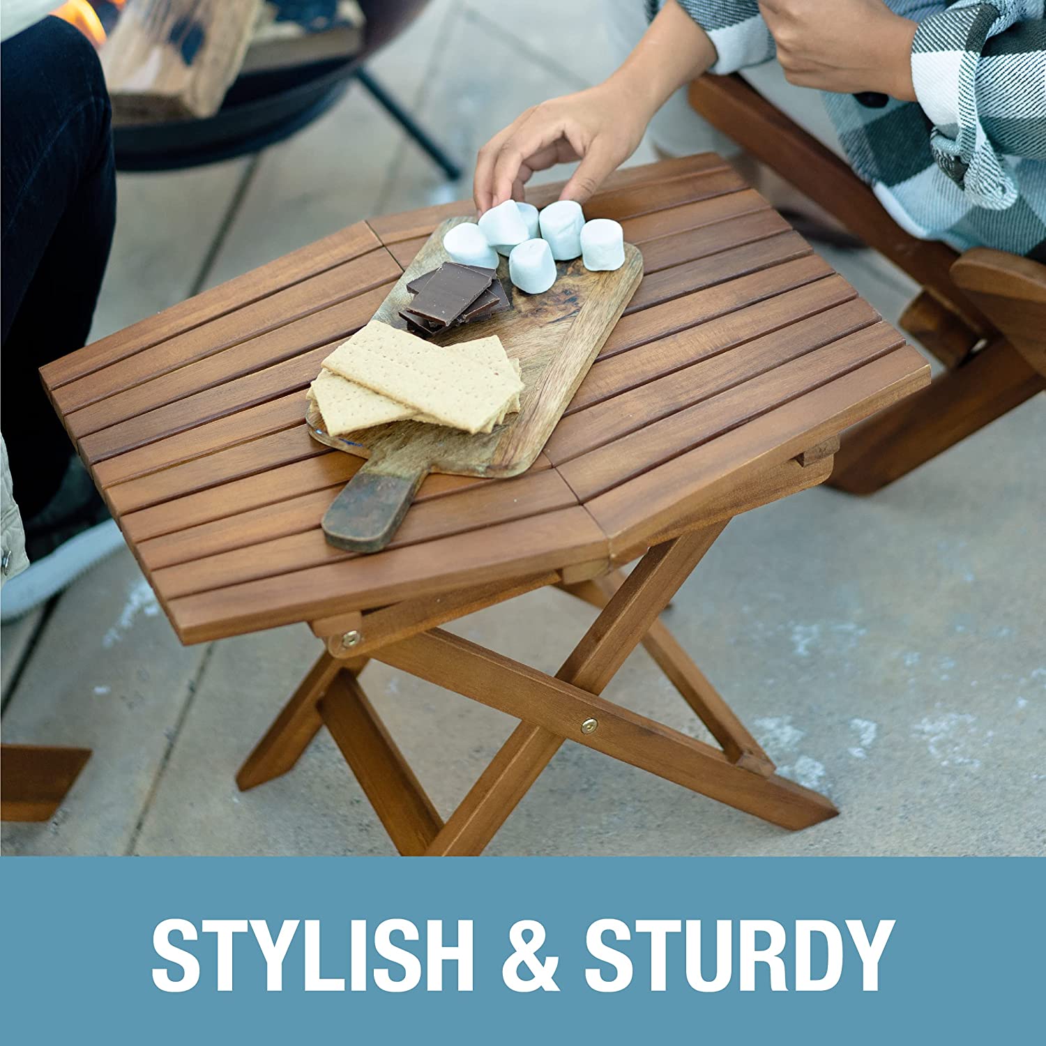 Folding Table - Outdoor Patio Furniture Accessory for Home Entertaining in the Patio, Backyard, and Deck