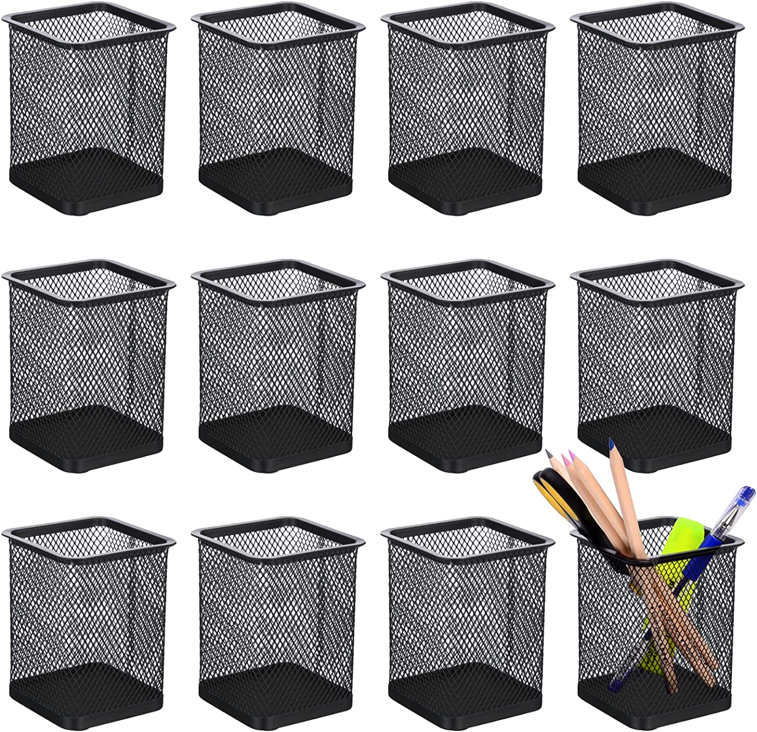 EASYVIBE 12 Pack Metal Pen Holder
