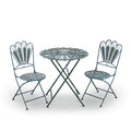 Corporation Indoor/Outdoor 3-Piece Peacock Feather Rustic Metal Bistro Set Patio Seating, Light Blue