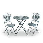 Corporation Indoor/Outdoor 3-Piece Peacock Feather Rustic Metal Bistro Set Patio Seating, Light Blue