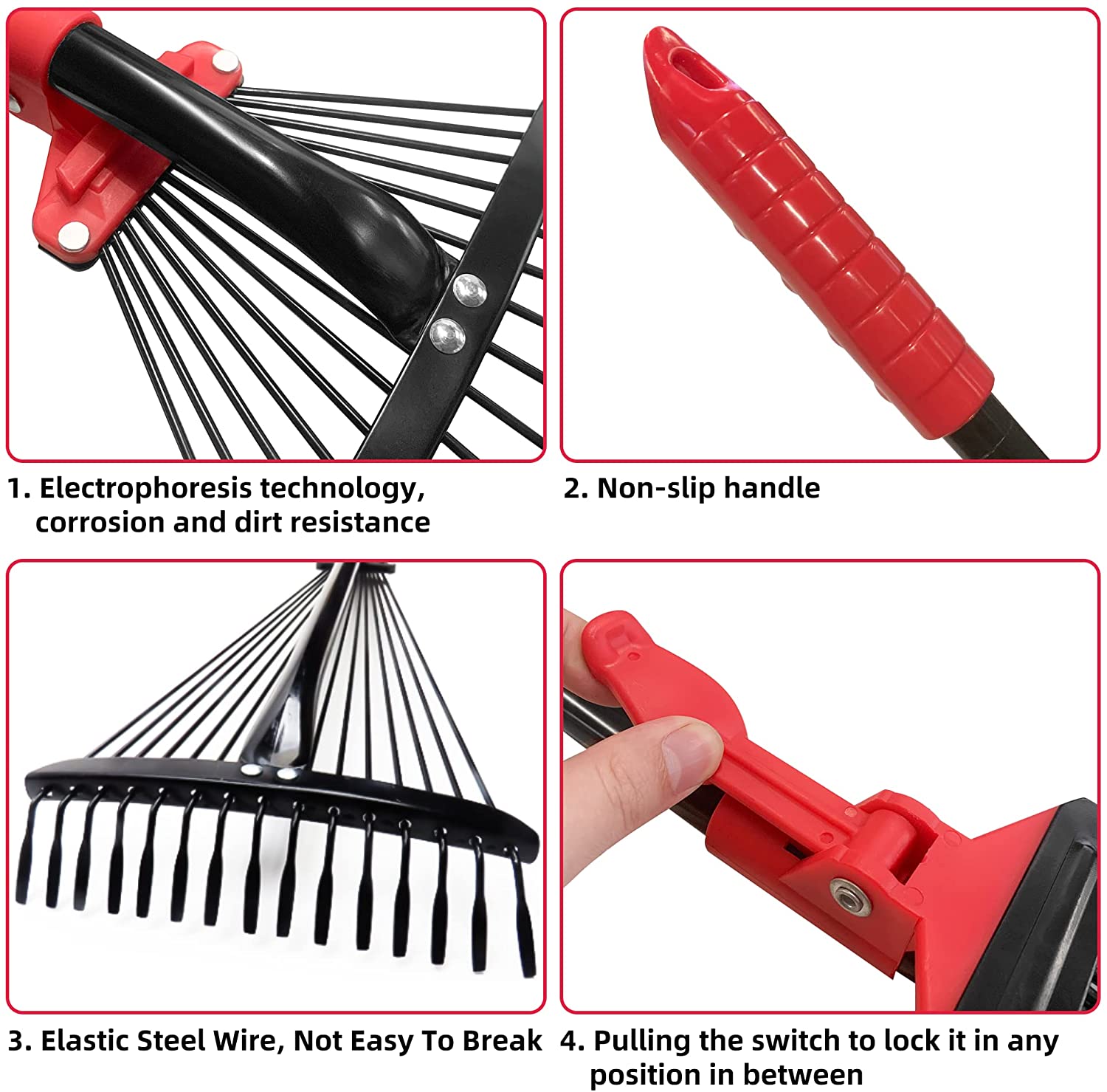 Adjustable Garden Leaf Rake 64 inches Rake