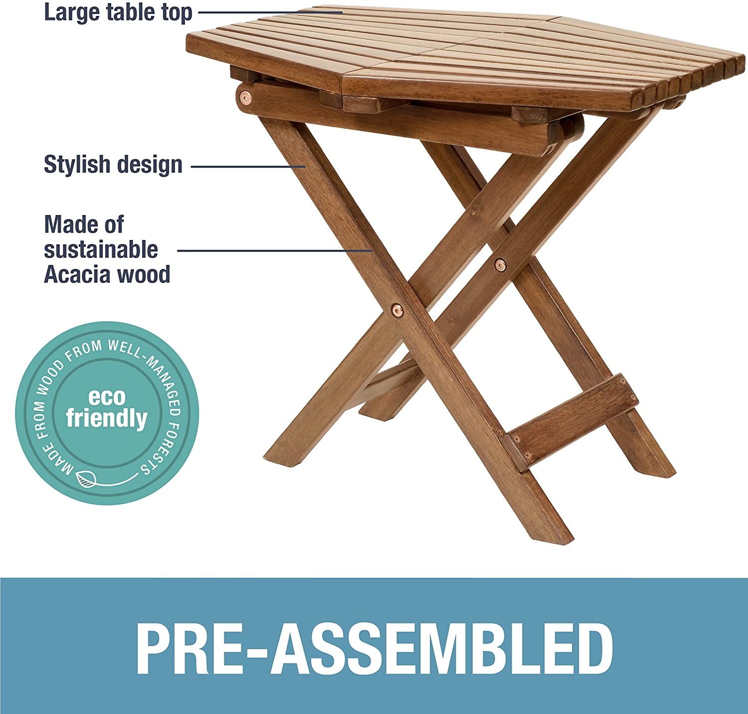 Folding Table - Outdoor Patio Furniture Accessory for Home Entertaining in the Patio, Backyard, and Deck