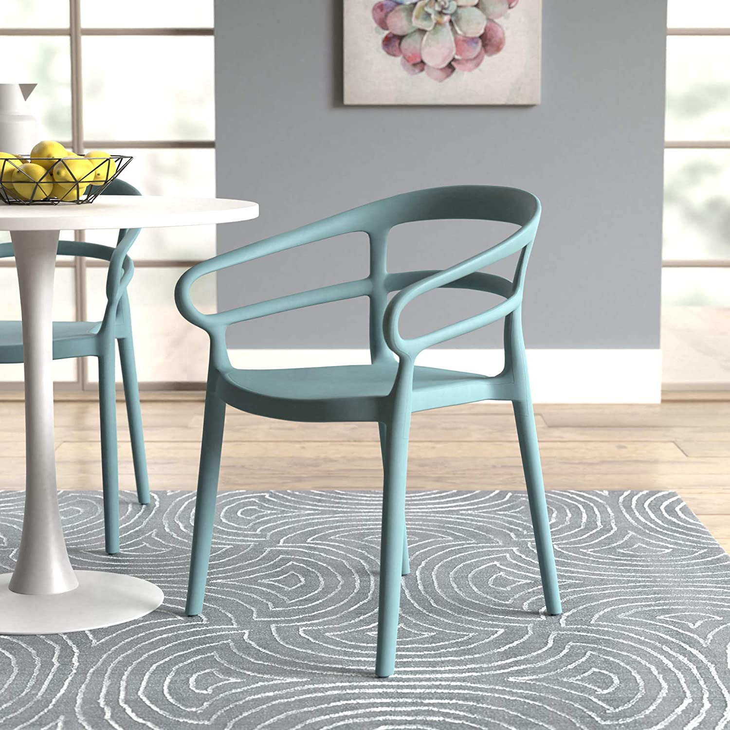 Curved Back Outdoor Dining Chair-Set of 2, Premium Plastic