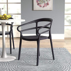 Curved Back Outdoor Dining Chair-Set of 2, Premium Plastic