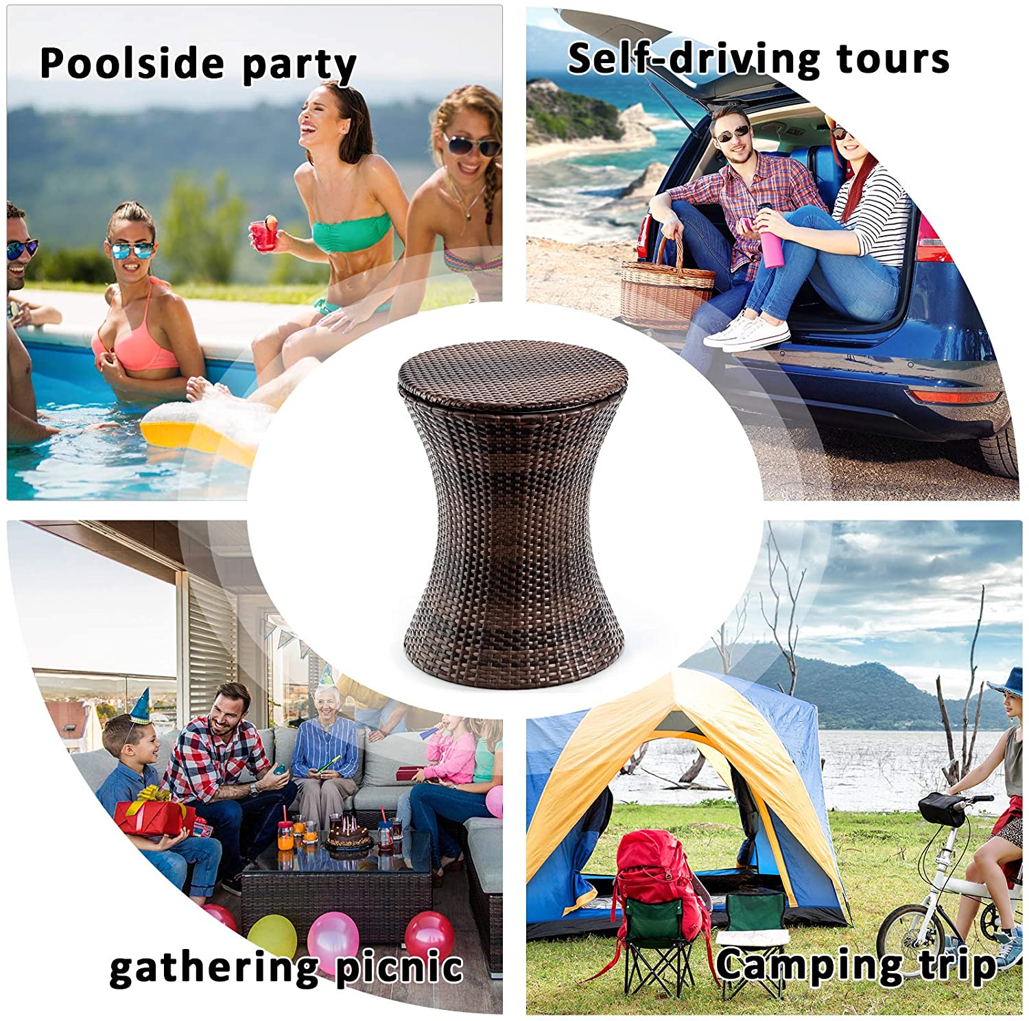 Adjustable Outdoor Cool Bar Rattan Table for Party Pool Use