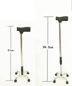 Four legged thickened walking stick for the elderly Stainless steel adjustable height Four corner walking stick for adults