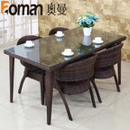 Outdoor Tables And Chairs Rattan Tables And Chairs Leisure Cafe Balcony Courtyard Tables And Chairs Solid Wood Rattan Chairs Tea Table Five Piece Set