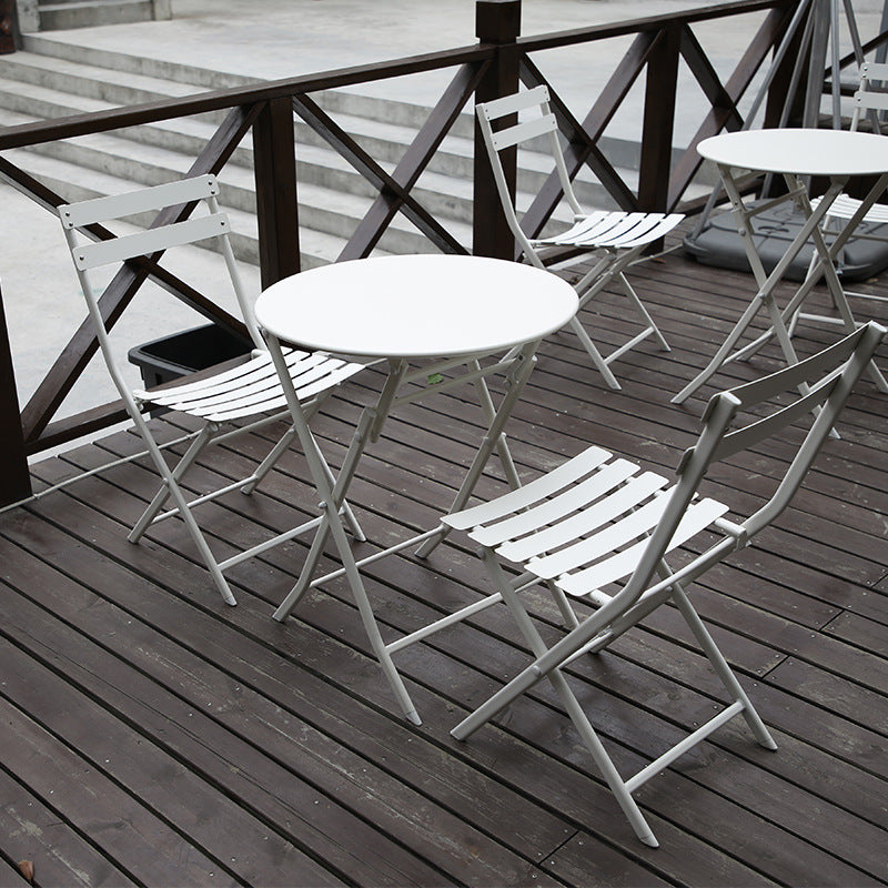 Minimlist Outdoor Folding Iron Chairs and Table Set