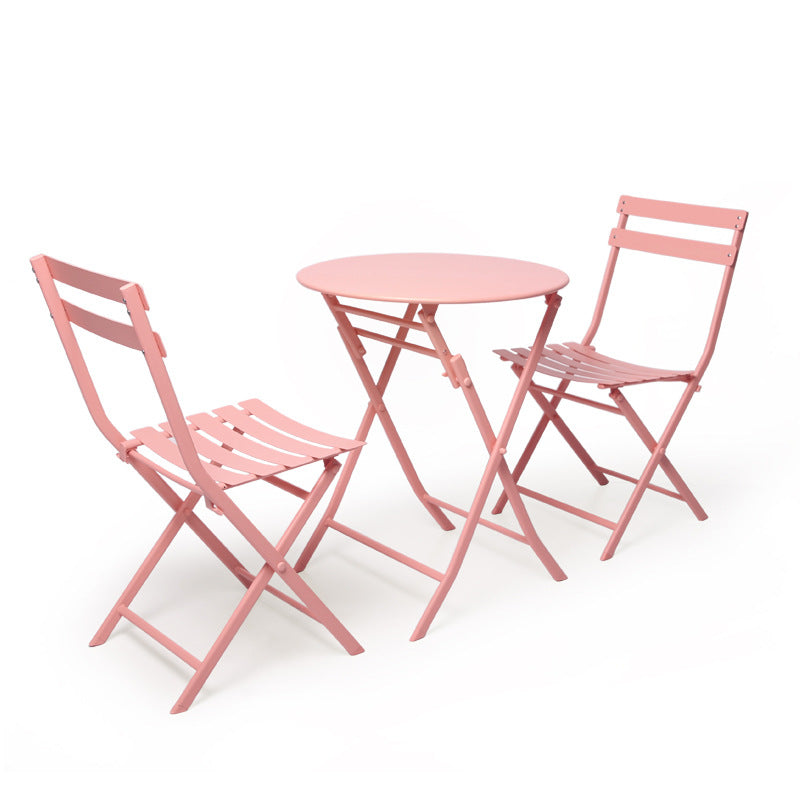 Minimlist Outdoor Folding Iron Chairs and Table Set