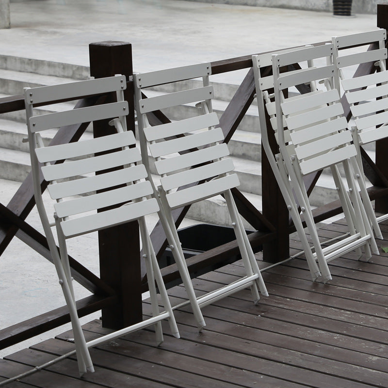 Minimlist Outdoor Folding Iron Chairs and Table Set