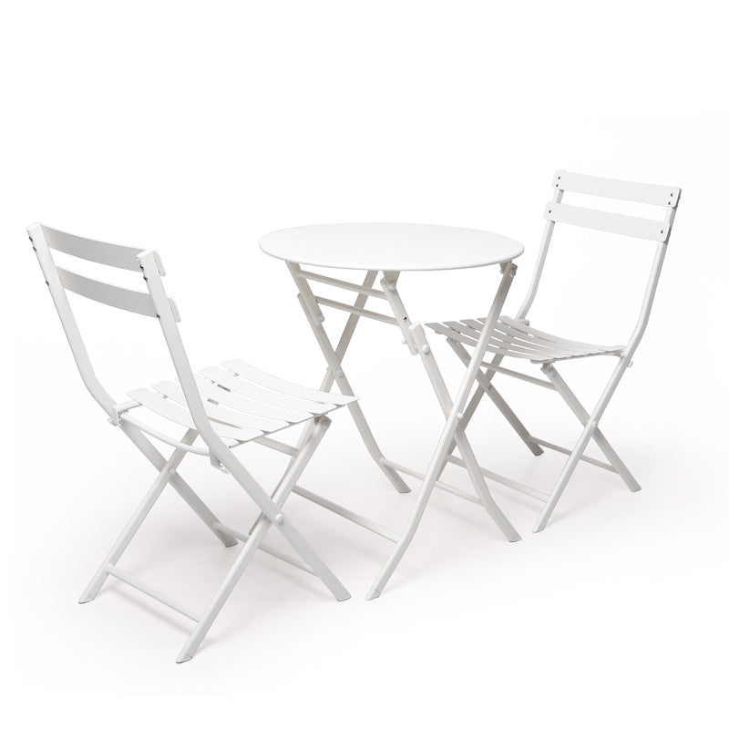 Minimlist Outdoor Folding Iron Chairs and Table Set