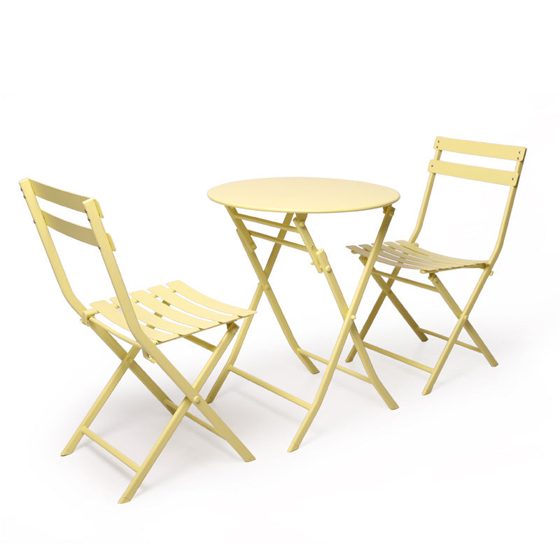 Minimlist Outdoor Folding Iron Chairs and Table Set