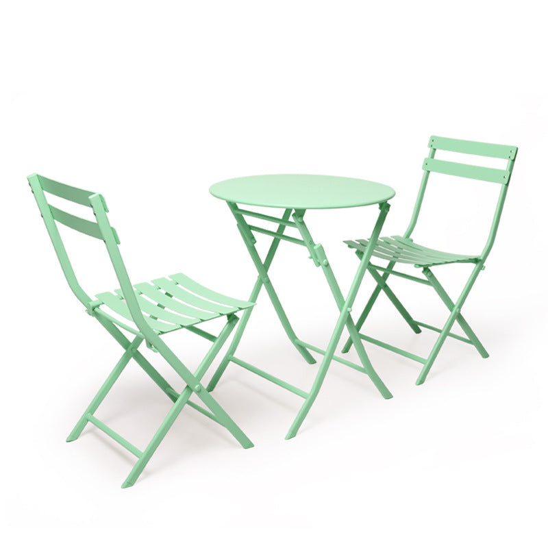 Minimlist Outdoor Folding Iron Chairs and Table Set