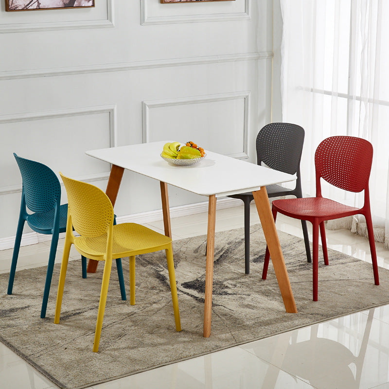4 PCS Set Of Contemporary Modern Stackable Assembled Plastic Chairs for Outdoor Garden Patio Balcony Work Office Desk Kitchen