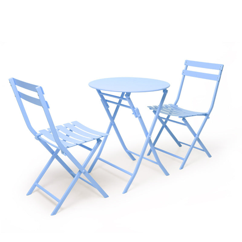 Minimlist Outdoor Folding Iron Chairs and Table Set