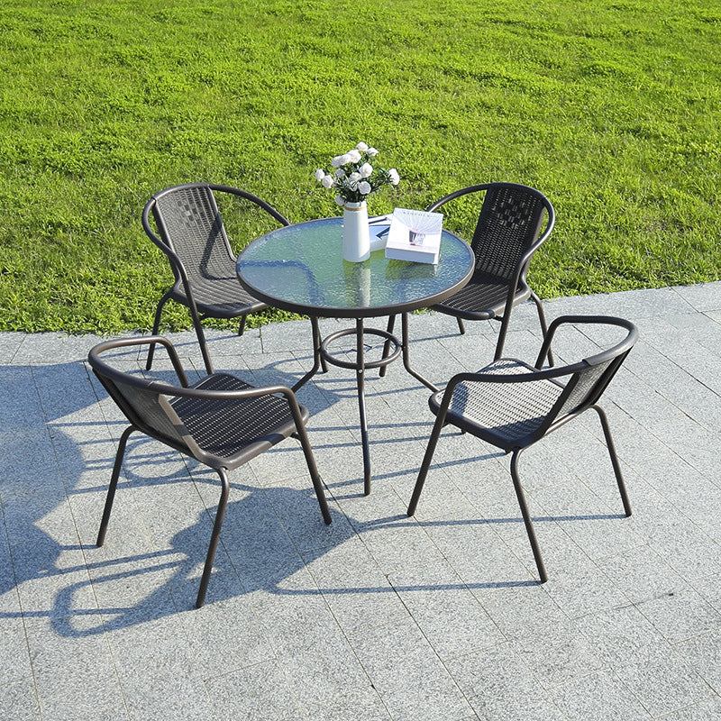 5PCS Patio Furniture Sets Outdoor Rattan Chairs & Table Set