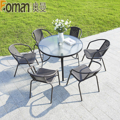 Balcony Outdoor Tables And Chairs Rattan Tables And Chairs Coffee Shop Milk Tea Shop Combined Tables And Chairs Three Piece Set