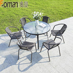 Balcony Outdoor Tables And Chairs Rattan Tables And Chairs Coffee Shop Milk Tea Shop Combined Tables And Chairs Three Piece Set