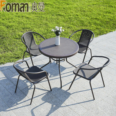 Balcony Outdoor Tables And Chairs Rattan Tables And Chairs Coffee Shop Milk Tea Shop Combined Tables And Chairs Three Piece Set