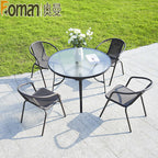 Balcony Outdoor Tables And Chairs Rattan Tables And Chairs Coffee Shop Milk Tea Shop Combined Tables And Chairs Three Piece Set