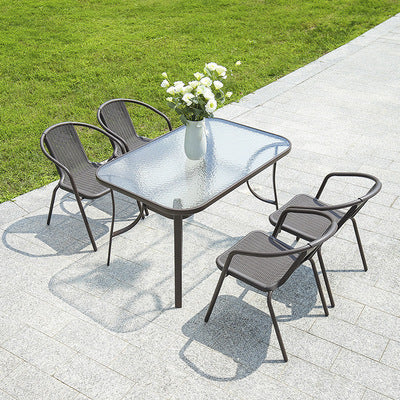 Balcony Outdoor Tables And Chairs Rattan Tables And Chairs Coffee Shop Milk Tea Shop Combined Tables And Chairs Three Piece Set