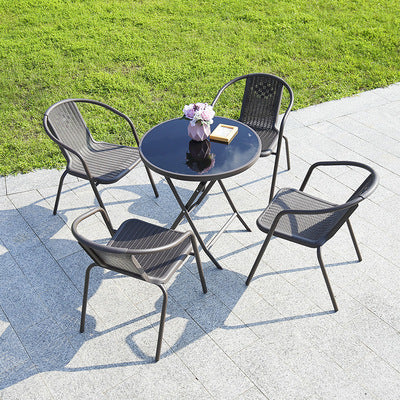 Balcony Outdoor Tables And Chairs Rattan Tables And Chairs Coffee Shop Milk Tea Shop Combined Tables And Chairs Three Piece Set