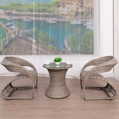 Balcony Outdoor Tables And Chairs Household Designer Garden Teng Chair Cafe Rattan Woven Leisure Rattan Chair Three Piece Set