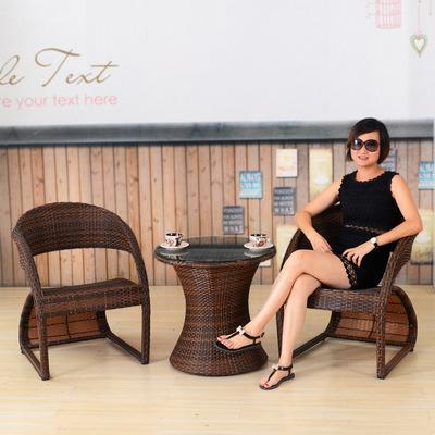 Balcony Outdoor Tables And Chairs Household Designer Garden Teng Chair Cafe Rattan Woven Leisure Rattan Chair Three Piece Set